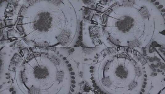 武汉沙湖公园大雪航拍高清在线视频素材下载