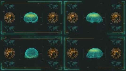 3D技术界面：带有人工智能的发光仪表板、高清在线视频素材下载