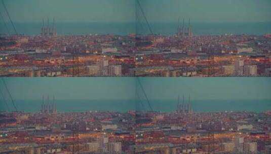 建立巴塞罗那天际线的镜头从西到东巴塞罗那高清在线视频素材下载