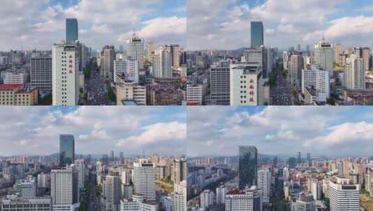 云南昆明城市蓝天白云风景建筑航拍高清在线视频素材下载