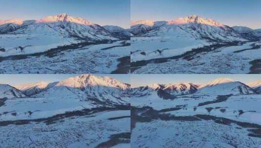 新疆阿勒泰禾木冬季日出震撼航拍风景高清在线视频素材下载