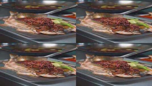 烤鱼 美食镜头高清在线视频素材下载