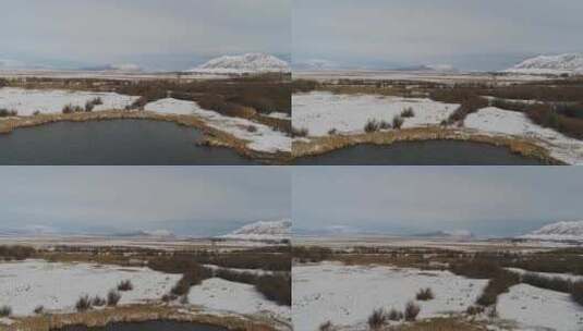 冬天，一架无人驾驶飞机飞过犹他州吉诺拉附高清在线视频素材下载