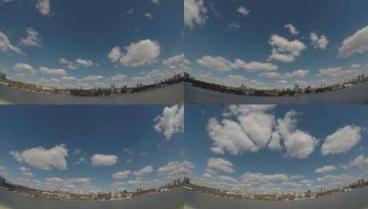 延时拍摄的城市上空随风移动的云高清在线视频素材下载