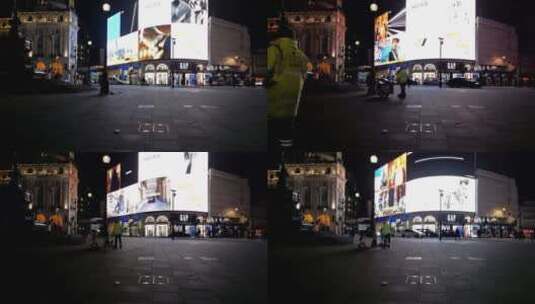 电子广告牌屏幕上的灯光照亮了街道高清在线视频素材下载