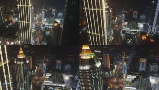 无锡夜景市中心三阳广场4K航拍夜景高清在线视频素材下载