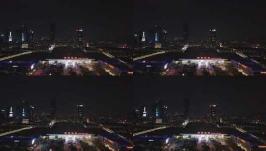 航拍广东深圳城市风光北站夜景高清在线视频素材下载