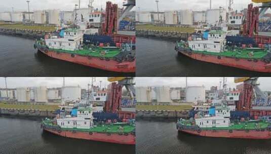 停在海港的货船高清在线视频素材下载