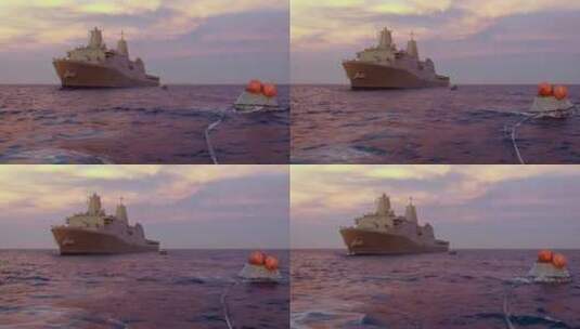 航拍海上的军舰高清在线视频素材下载