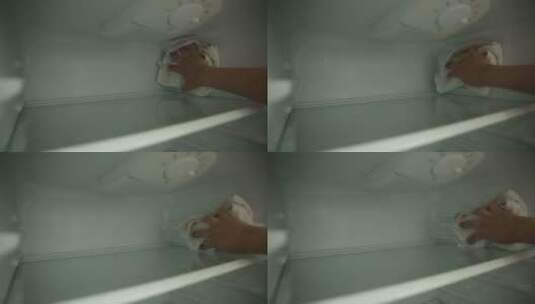 毛巾抹布擦拭清理冰箱除菌高清在线视频素材下载