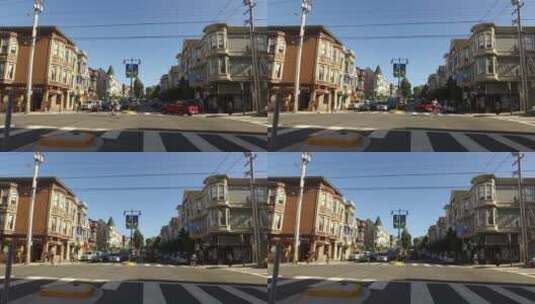 第一视角拍摄行驶在街道上高清在线视频素材下载