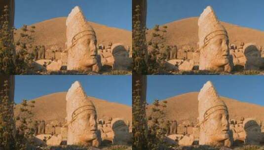 山顶上巨大的头颅雕塑高清在线视频素材下载