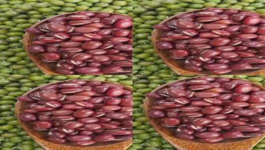 红豆绿豆薏米五谷杂粮组合熬粥食材4k高清在线视频素材下载