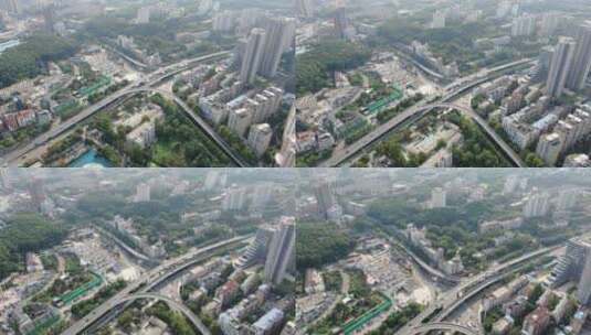航拍湖北武汉城市高架立交桥高清在线视频素材下载