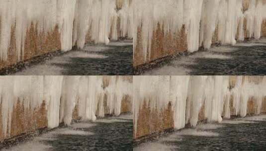 冰冻瀑布开始融化滴水高清在线视频素材下载