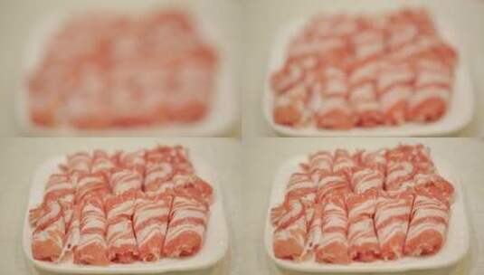 老北京涮羊肉片手切羊肉服务员上菜高清在线视频素材下载