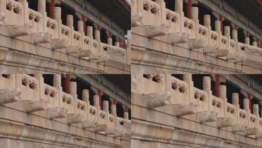 中国古代排水系统故宫排水兽石雕栏杆 ~高清在线视频素材下载