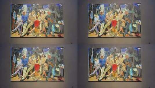 山东美术馆，油画展览高清在线视频素材下载