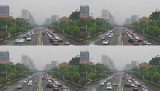 北京cbd白天城市风光拥挤道路交通高清在线视频素材下载