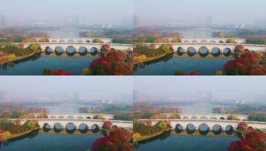 无锡尚贤河湿地公园尚贤桥航拍高清在线视频素材下载