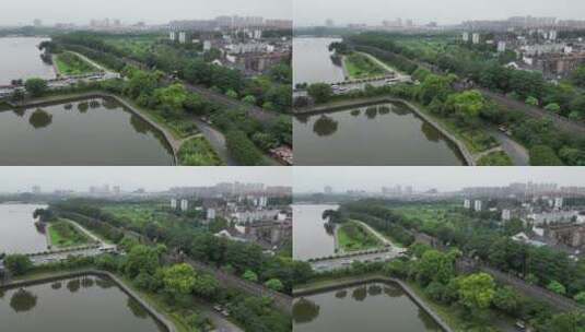 航拍荆州古城荆州古城墙高清在线视频素材下载