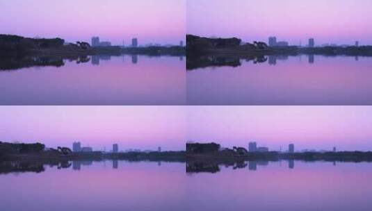广州海珠湖湿地公园唯美落日余晖全景风光高清在线视频素材下载