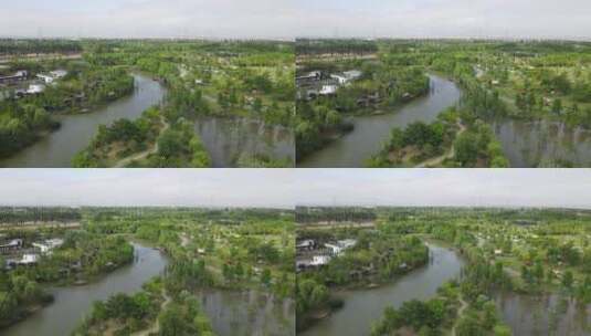 上海崇明区长兴岛郊野公园4K航拍高清在线视频素材下载