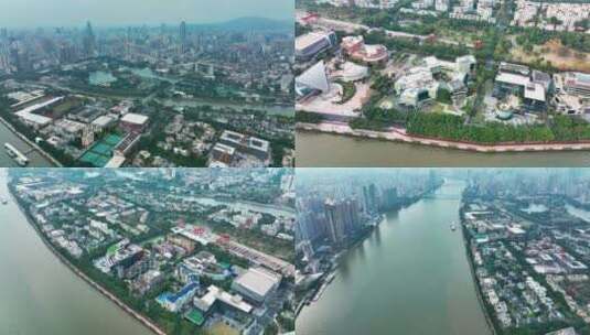 广州二沙岛东山湖航拍2022年最新高清在线视频素材下载