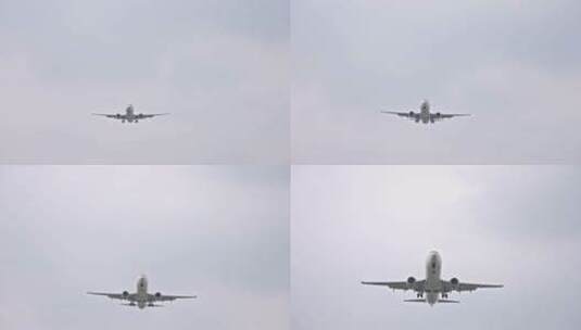 飞机飞过头顶降落到跑道上高清在线视频素材下载