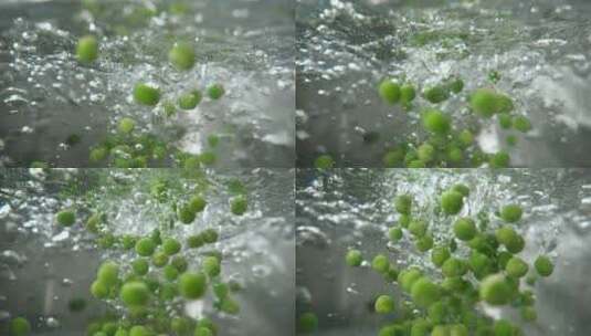 豌豆落入水中慢镜头高清在线视频素材下载