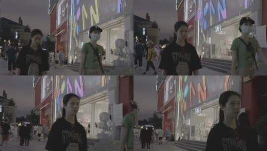【4k】夜景街头行人高清在线视频素材下载