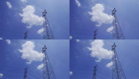 高压接线柱高压塔天空背景高清在线视频素材下载
