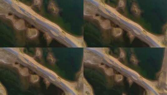 沙漠中的绿色湖泊高清在线视频素材下载