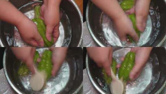 清洗佛手瓜洋瓜切片做菜高清在线视频素材下载