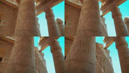 拉美西斯二世神庙的精美装饰画高清在线视频素材下载