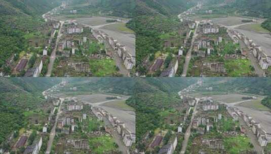 四川汶川512地震北川县城遗址航拍高清在线视频素材下载