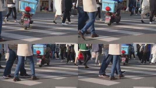 城市街道路口行人脚步景观高清在线视频素材下载