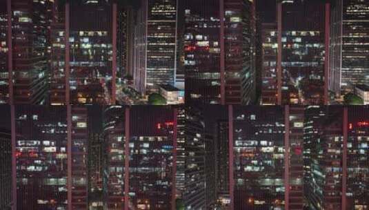 4K城市写字楼夜景航拍高清在线视频素材下载