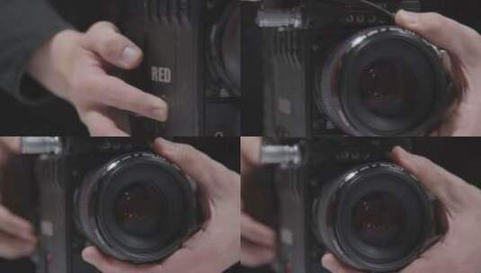 摄影师调整摄像机镜头特写镜头高清在线视频素材下载