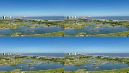 空中俯瞰东戴河渤海湾高清在线视频素材下载