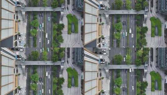 鸟瞰现代城市市区道路高清在线视频素材下载