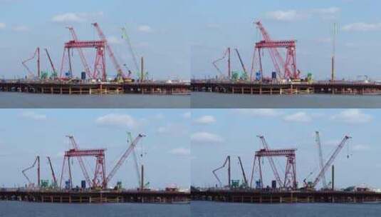 大桥建设延时摄影高清在线视频素材下载