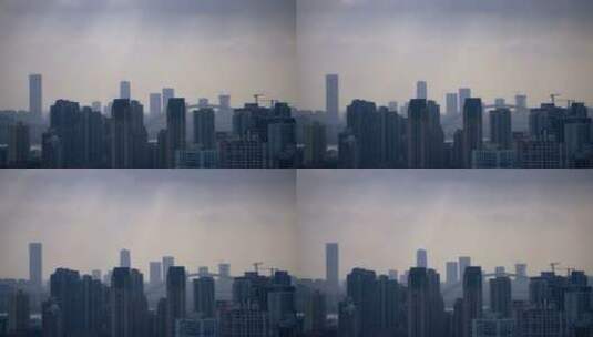 丁达尔光下的城市高楼高清在线视频素材下载