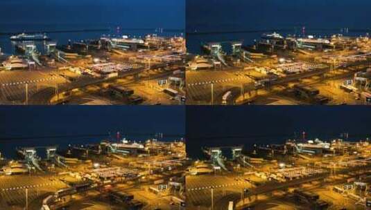 多佛港口渡船驶入港口停靠的延时摄影高清在线视频素材下载