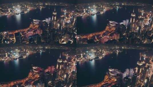香港夜景航拍高清在线视频素材下载