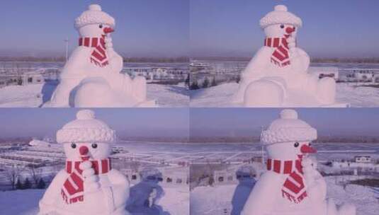 哈尔滨18米大雪人高清在线视频素材下载