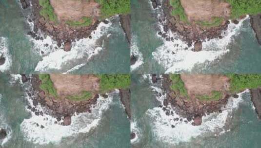 海浪浪花冲击岩石素材航拍高清在线视频素材下载