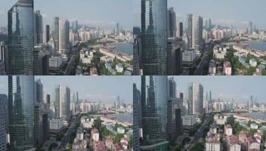 4k 航拍青岛新一线城市建筑景观天际线高清在线视频素材下载