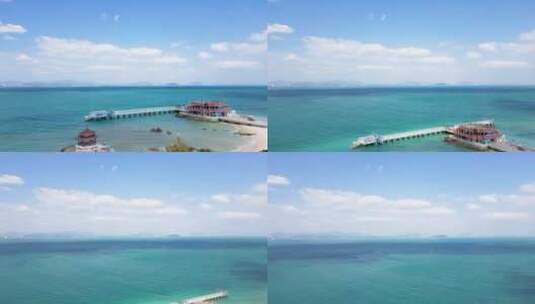 海南三亚蜈支洲岛码头航拍风景高清在线视频素材下载