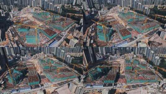 航拍深圳白石洲拆迁重建施工场景高清在线视频素材下载